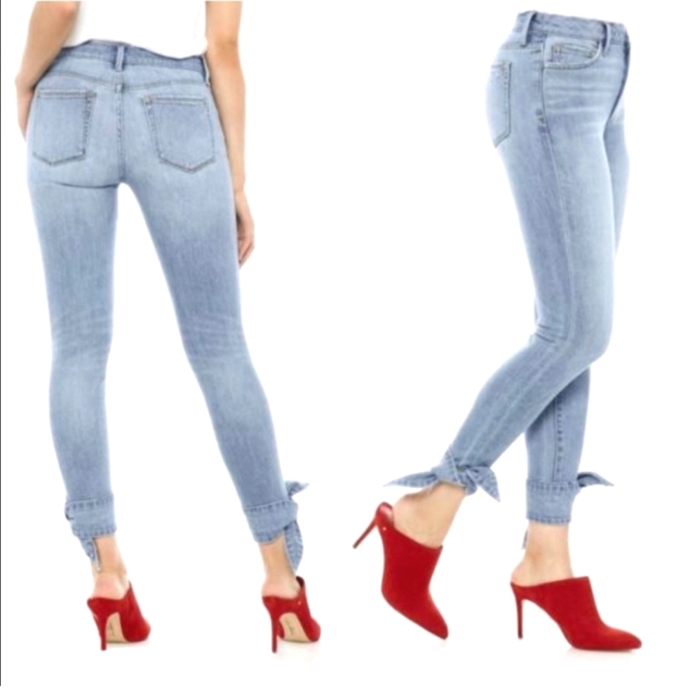 The Stiletto High Rise Skinny Crop Light Blue Jeans BOW-TIE Wmns 31